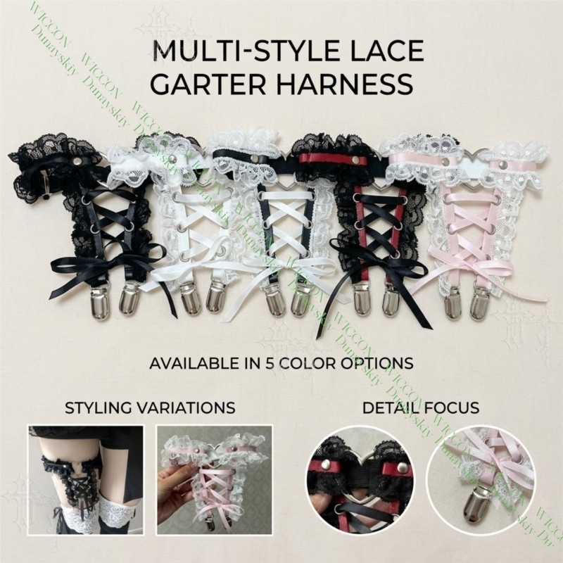 Garter Belt Set - Jirai Kei Figuur Lintgesp Kant Hart