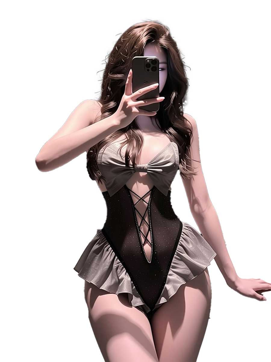 Lace Teddy Lingerie - Jimiko voor zwart grijs gerimpeld lingerie