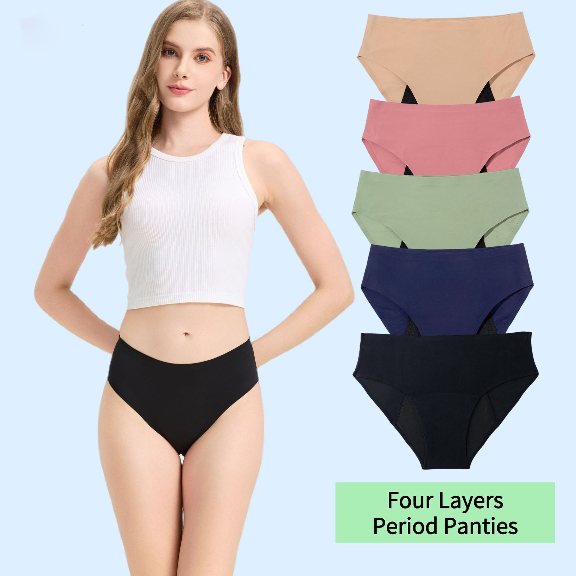 Period Panty Absorbent - Dames menstruatieondergoed 50ml absorptiecapaciteit vierlaags lekdicht